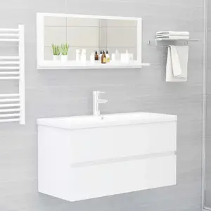 Dorlene Framed Wall Mounted Bathroom Mirror High Gloss White / 90 cm