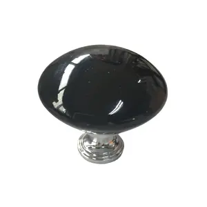 Black Ceramic & zinc alloy Chrome effect Furniture Knob (Dia)45mm