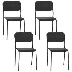 COSTWAY Plastic Dining Chairs Set of 4 Stackable Kitchen Chairs w/ Metal Legs