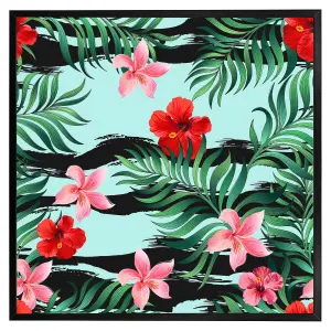 Red & pink tropical plants (Picutre Frame) / 20x20" / Grey