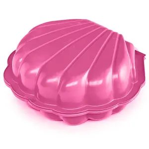 URBNLIVING 87cm Width 2 Pcs Pink Shell Clam Shaped Plastic Sandpit Outdoor Garden Fun Paddling Ball Pool Sand Pit