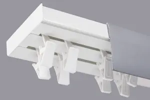 Double Curtain Ceiling Rail Track PCV 120 cm (L) CLIPS + SILVER COVER