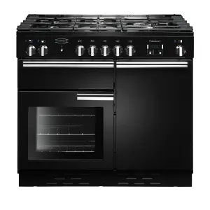 Rangemaster PROP100DFFGBC Freestanding Electric Range cooker with Gas Hob - Black