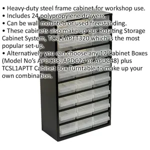 Versatile 24 Drawer Parts Cabinet - Heavy-Duty Black Storage Solution for Workshop