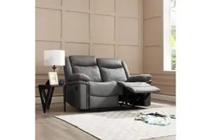 Rowan 2 Seater Recliner Sofa, Dark Grey Faux Leather