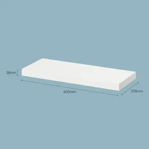 GoodHome Cusko White Rectangular Floating shelf (L)60cm x (D)23.5cm