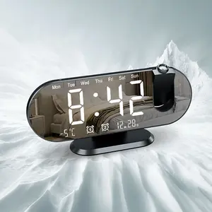 LED alarm clock temperature and humidity digital projection clock mirror electronic clock