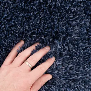 Navy Blue Thick Soft Shaggy Runner Rug 60x240cm