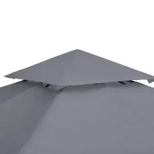 Outsunny 3(m) 2 Tier Garden Gazebo Top Cover Replacement Canopy Roof Deep Grey