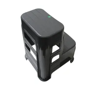 Plastic Double Step Stool Tall 150KG (Grey Lightweight Motorhome Stackable Detailing)