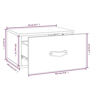 Berkfield Wall-mounted Bedside Cabinet White 40x29.5x22 cm