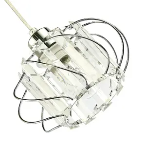 Modern Pendant Lamp Shade with Clear Acrylic Rectangular Prims and Chrome Frame