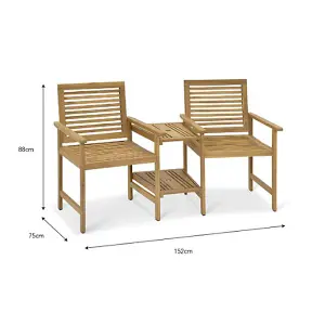 Garden Trading Titchberry Loveseat Companion Garden Seat Chair Table Wooden