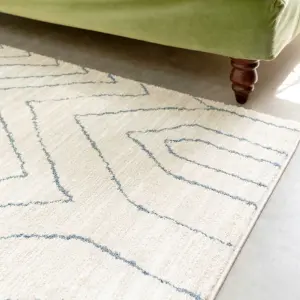 Beige Abstract Chevron Moroccan Berber Living Area Rug 160x230cm