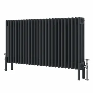 Right Radiators 600x1190 mm Horizontal Traditional 4 Column Cast Iron Style Radiator Anthracite