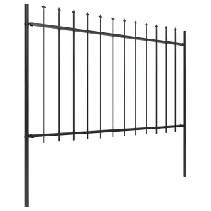 Berkfield Garden Fence with Spear Top Steel 1.7x1.2 m Black