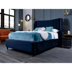 Carli Plush Velvet Blue Bed Frame