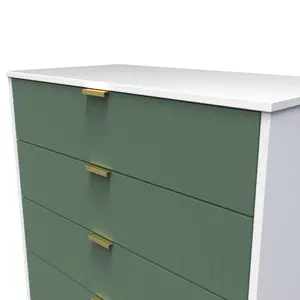 Linear Ready assembled Matt green & white 5 Drawer Chest of drawers (H)1075mm (W)765mm (D)415mm