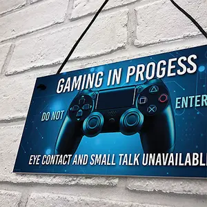 Red Ocean Funny Gamer Gift - Gaming In Progress Games Room Sign - Gaming Sign For Boys Bedroom Man Cave