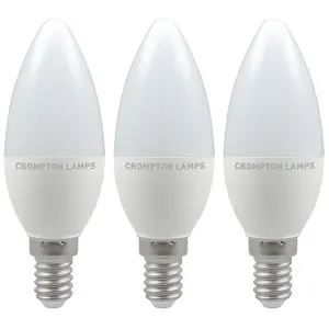 Crompton Lamps LED Candle 4.9W E14 Warm White Opal (40W Eqv) (3 Pack)