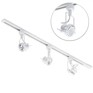 Litecraft Greenwich White 3 Head 1m Straight Kitchen Ceiling Light with LED Bulbs