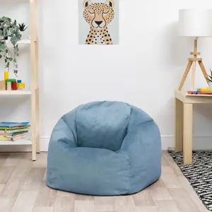 icon Kids Aurora Velvet Bean Bag Chair Mineral Blue Childrens Bean Bags