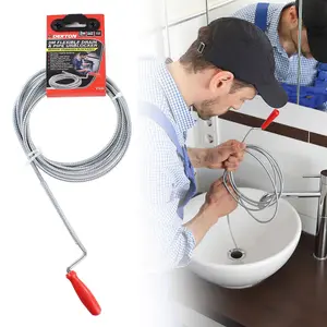 Dekton 3m Drain Waste Pipe Sink Cleaner Unblocker Spring Rod Toilet Plug