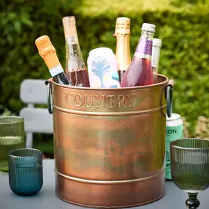 Copper Standing Autumn Winter Celebration Party Champagne Wine Ice Bucket with Tray Gifts Ideas