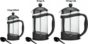 simpa 12 Cup Black Plastic Cafetiere Coffee Maker French Press Pot