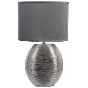 Waltham Brushed Silver Ceramic Table Lamp complete with Satin Shade