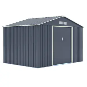 Rowlinson Trentvale 10x8 ft Apex Dark grey Metal 2 door Shed