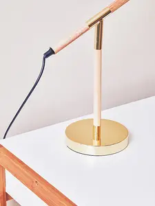 Interiors by Premier Shiny Brass Finish Table Lamp, Adjustable Height Lamp, Easy-to-Use Table Brass Lamp, Focused Office Lamp