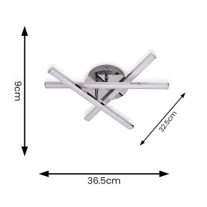 ValueLights Infinity LED Chrome 3 Way Adjustable Crossover Bathroom Ceiling Light