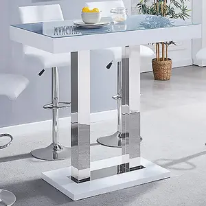 Caprice Grey White Gloss Bar Table With 4 Ripple White Stools