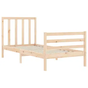 Berkfield Bed Frame with Headboard Small Single Solid Wood