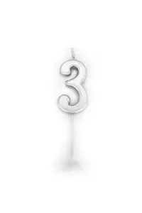 Shatchi Silver 3 Number Candle Birthday Anniversary Party Cake Decorations Topper