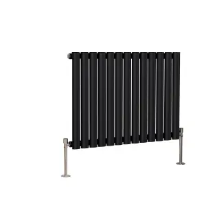 Right Radiators 600x767mm Horizontal Single Oval Column Designer Radiator Black