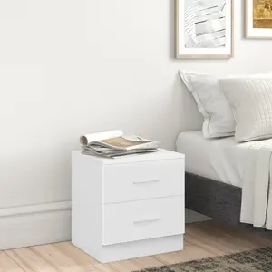 Eva 2 Drawer Bedside Table Matte White/Gloss White