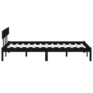 Berkfield Bed Frame Black Solid Wood 120x190 cm Small Double