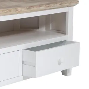 Florence White Corner TV Unit With 2 Drawers and Shelf