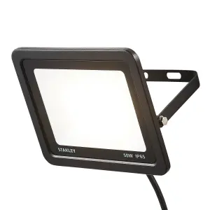 Litecraft 2 Pack Stanley Slimline Black 50 Watt LED IP65 Outdoor Wall Flood Light