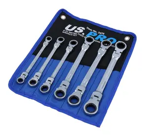 Metric double flexi ratchet spanner set 8mm-19mm 6pc 12 sizes BERGEN AT623