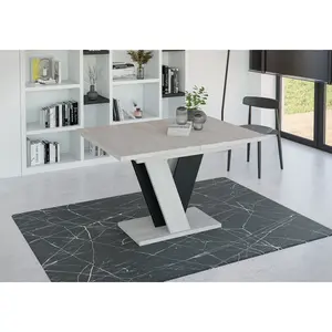 Extendable Dining Table Ameila Light Grey/Black