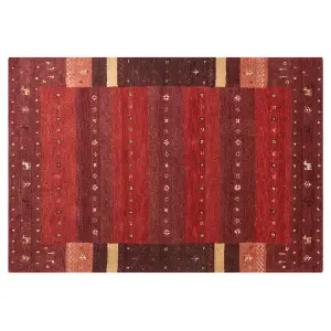 Wool Gabbeh Area Rug 140 x 200 cm Red SINANLI