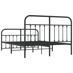 Berkfield Metal Bed Frame with Headboard and Footboard Black 135x190 cm