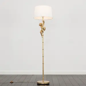 ValueLights Monkey Animal Quirky Modern Gold Floor Lamp With White Shade