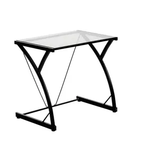 Harbour Housewares - Glass Top Computer Desk - Black