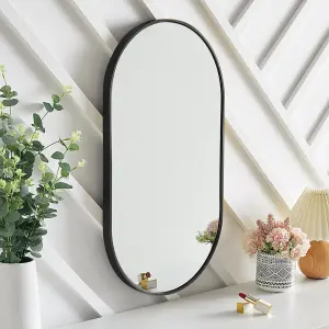 Black Wall Mounted Oval Bathroom Framed Mirror Vanity Mirror for Dressing Table 400 x 700 mm