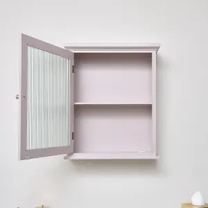 Melody Maison Pink Reeded Glass Fronted Wall Cabinet