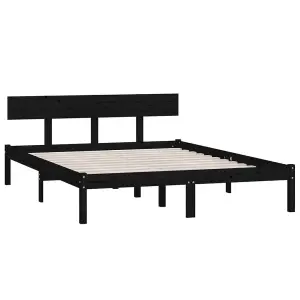 Berkfield Bed Frame Black Solid Wood Pine 160x200 cm